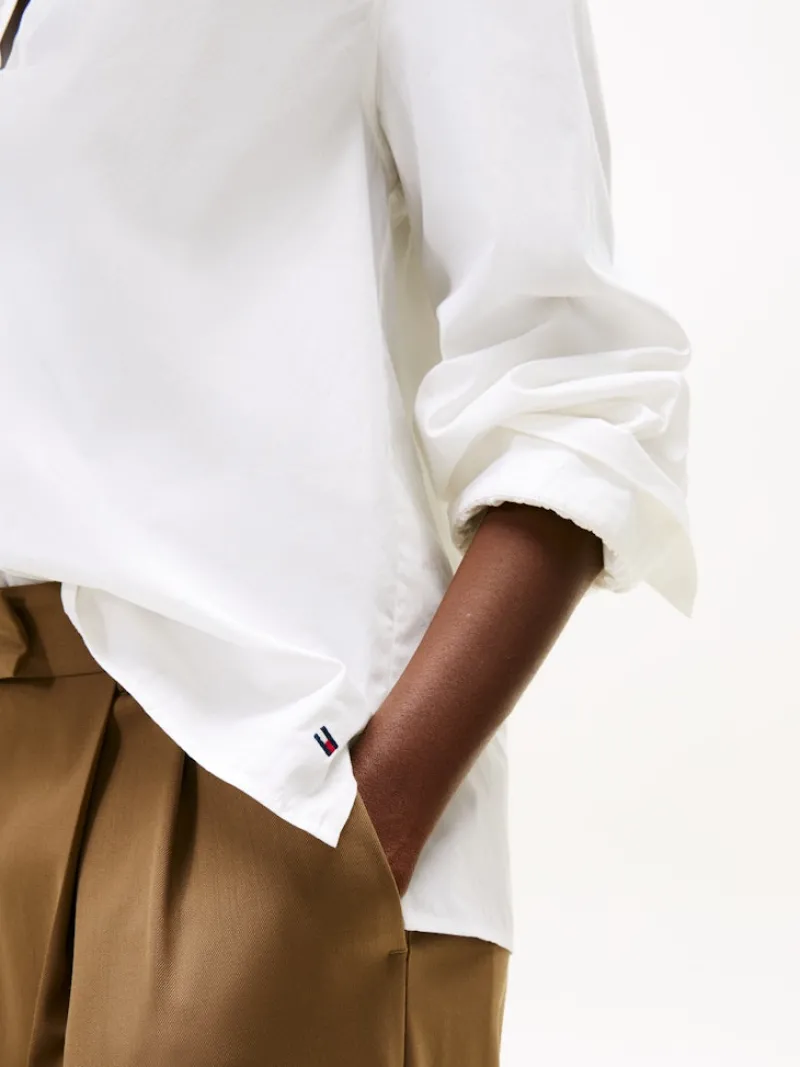 Tommy Hilfiger Blusen*POPLIN V-NK BLOUSE th optic white