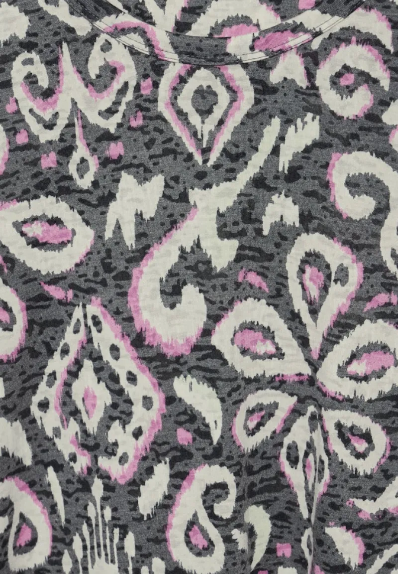 Cecil Shirts*Print Burn Out T-Shirt Black