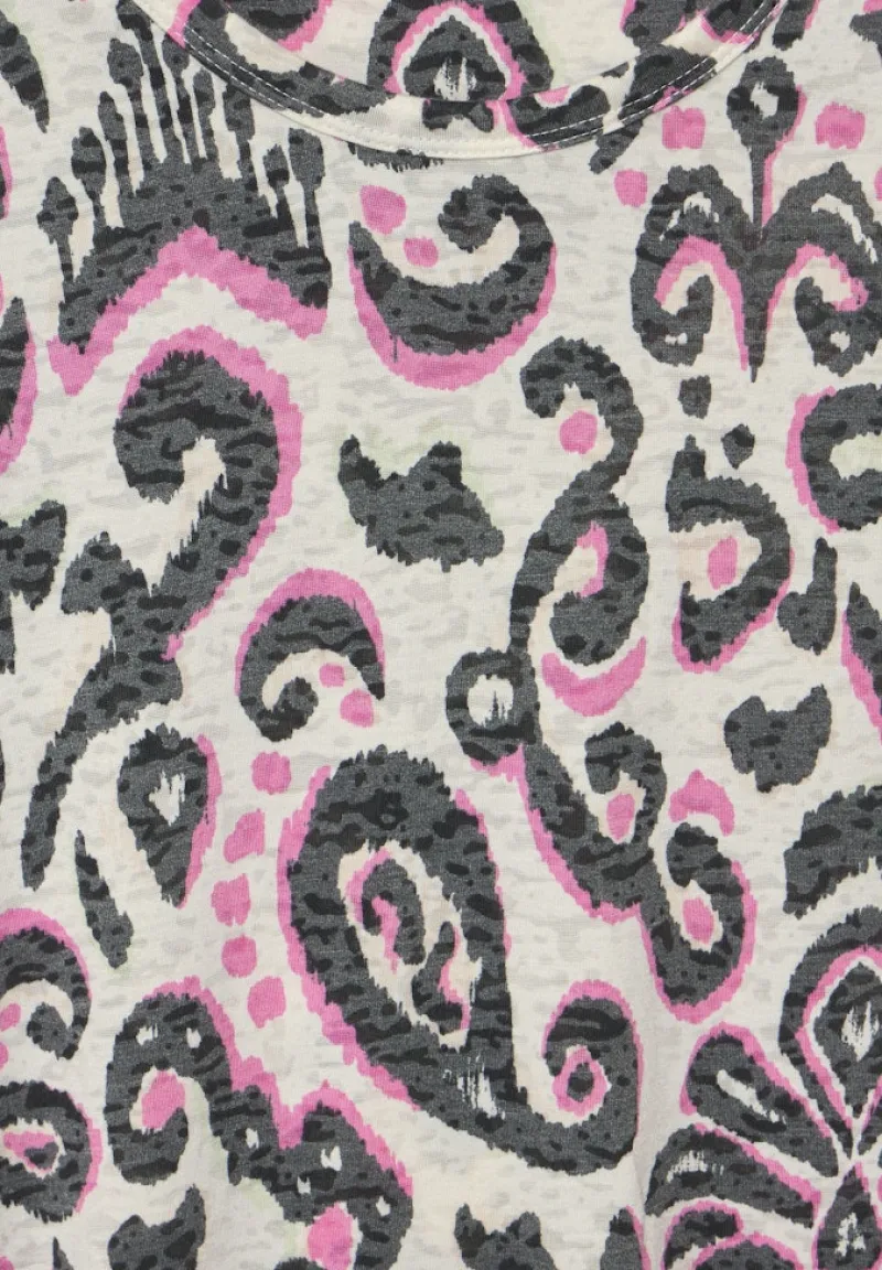 Cecil Shirts*Print Burn Out T-Shirt vanilla white