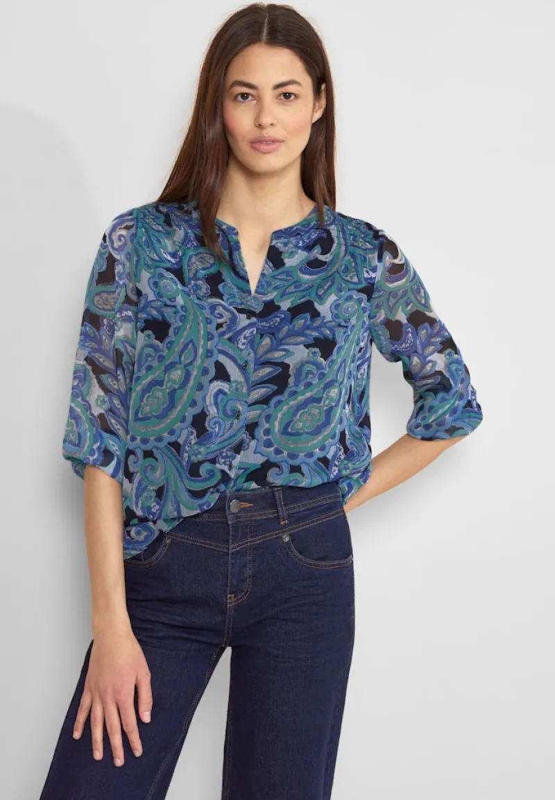 Street One Blusen*Print Chiffonbluse intense aqua