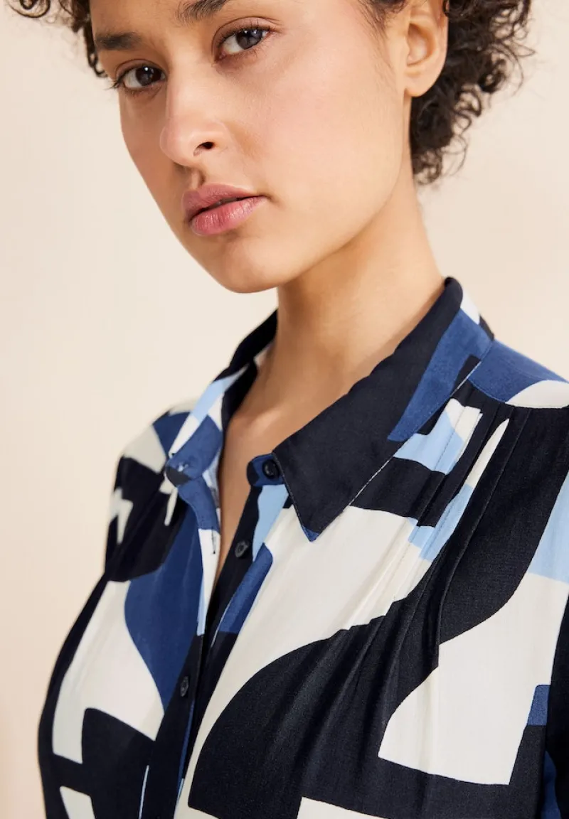 Street One Kleider*Print Hemdblusenkleid deep blue