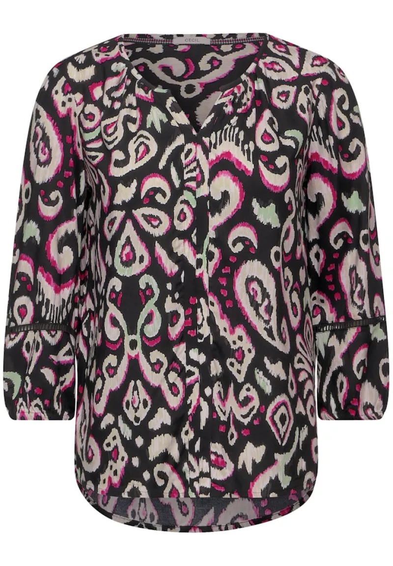 Cecil Blusen*Print Tunika Bluse Black