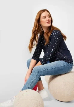 Cecil Blusen*Printbluse im Materialmix night sky blue