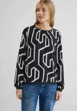 Street One Blusen*Printbluse mit Cut out deep blue