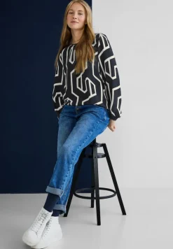 Street One Blusen*Printbluse mit Cut out deep blue