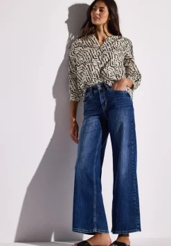 Street One Blusen*Print-Bluse mit Tapedetails moonstone sand