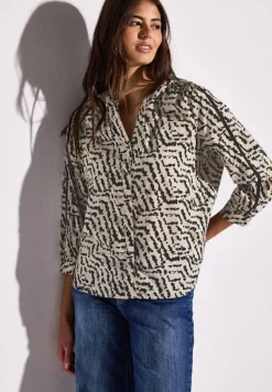Street One Blusen*Print-Bluse mit Tapedetails moonstone sand