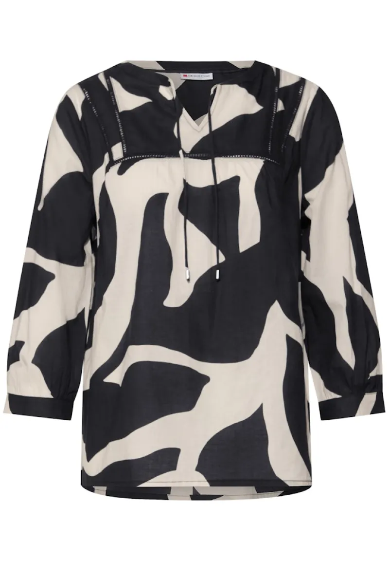 Street One Blusen*Print-Bluse mit Tape-Details whale tail grey
