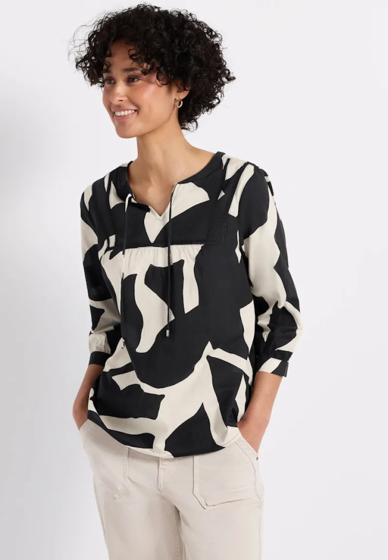 Street One Blusen*Print-Bluse mit Tape-Details whale tail grey