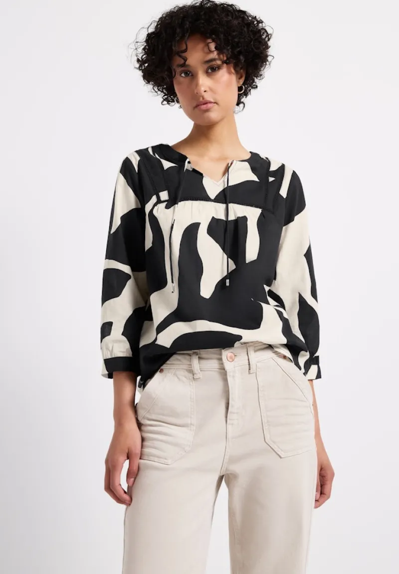 Street One Blusen*Print-Bluse mit Tape-Details whale tail grey