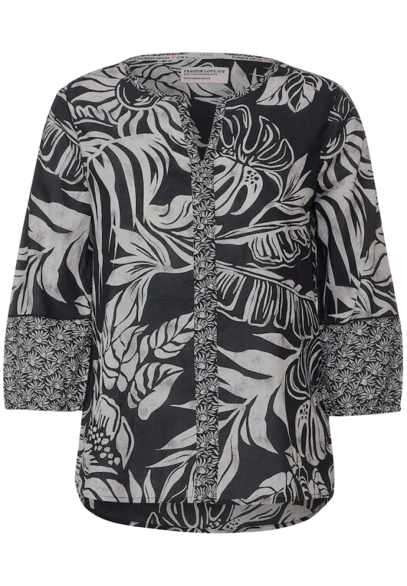 Cecil Blusen*Printmix Bluse carbon grey