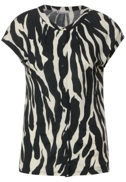 Street One Shirts*Printshirt mit Knopfleiste Black