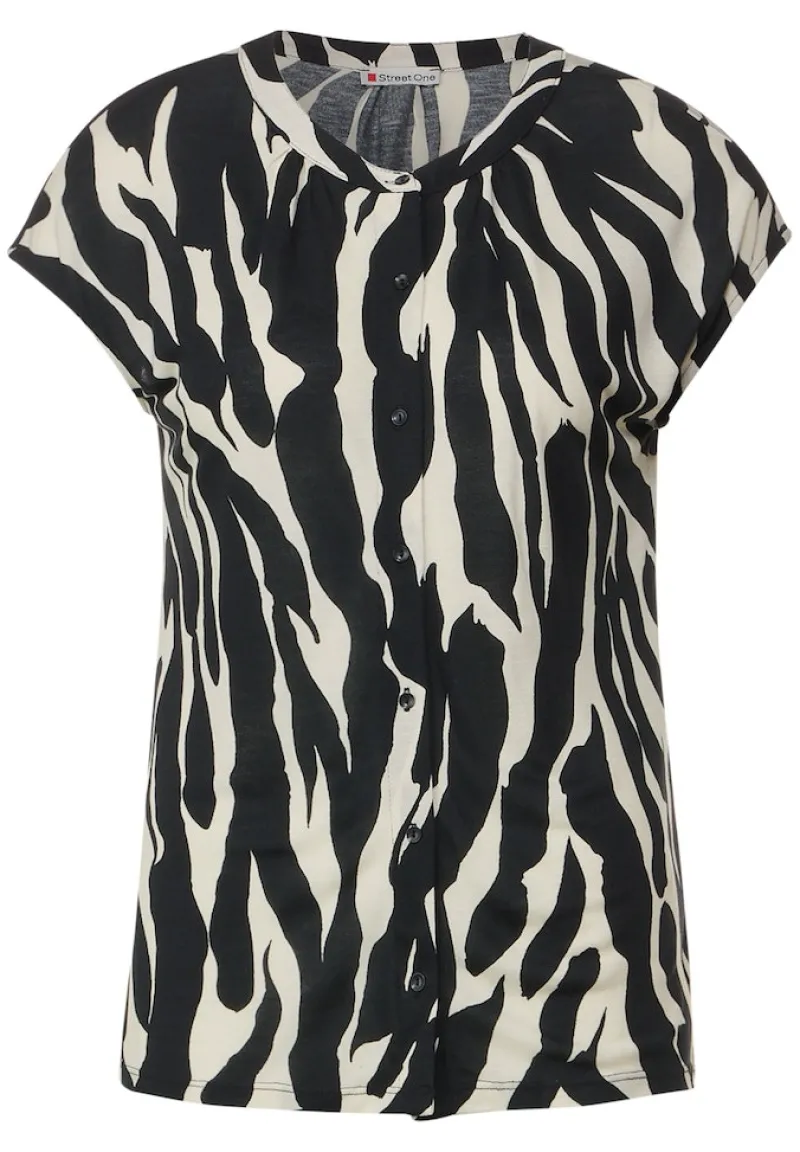 Street One Shirts*Printshirt mit Knopfleiste Black