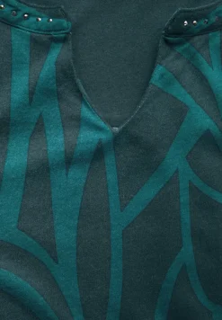 Cecil Shirts*Print-Shirt mit Ziersteinen petrol green