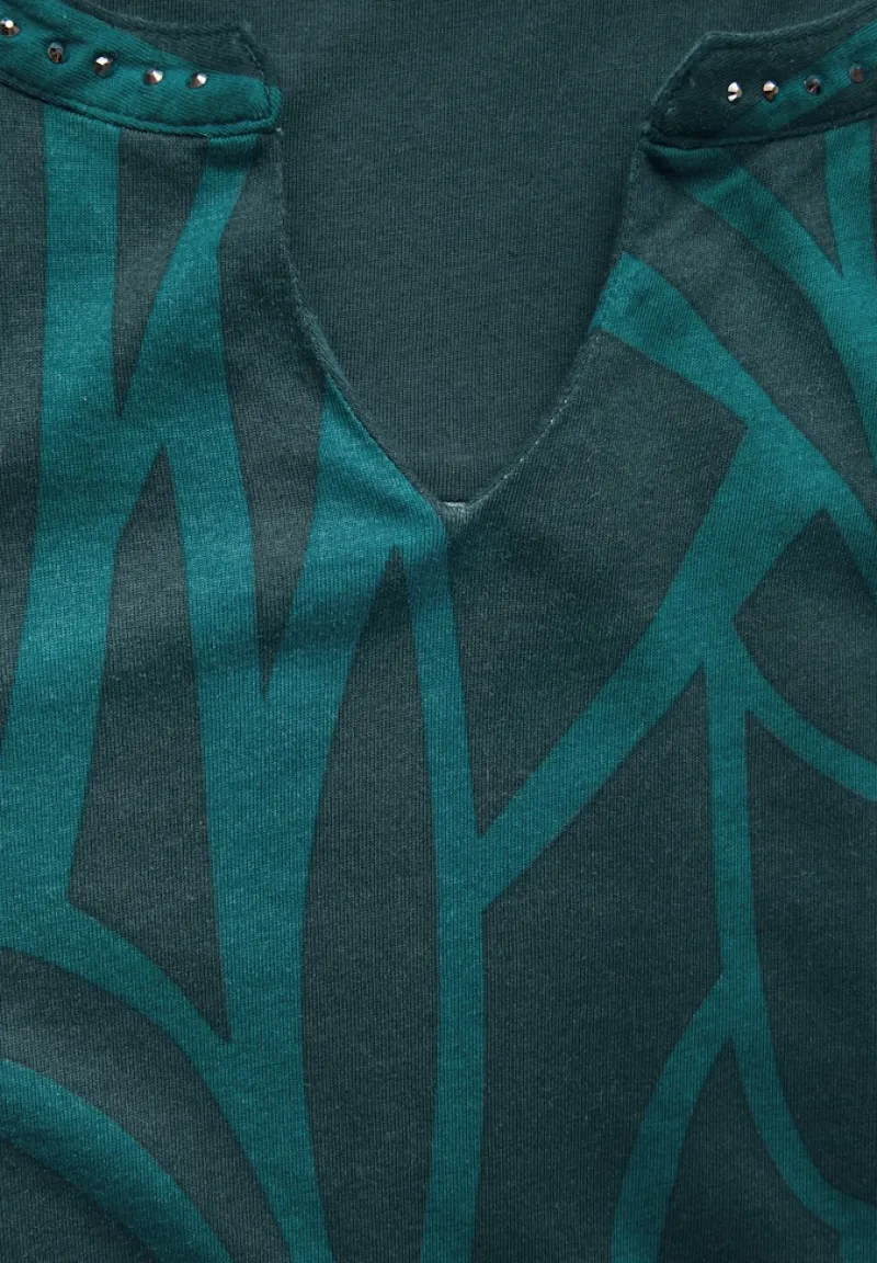 Cecil Shirts*Print-Shirt mit Ziersteinen petrol green