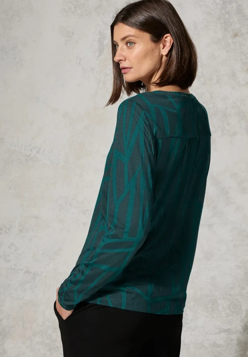 Cecil Shirts*Print-Shirt mit Ziersteinen petrol green