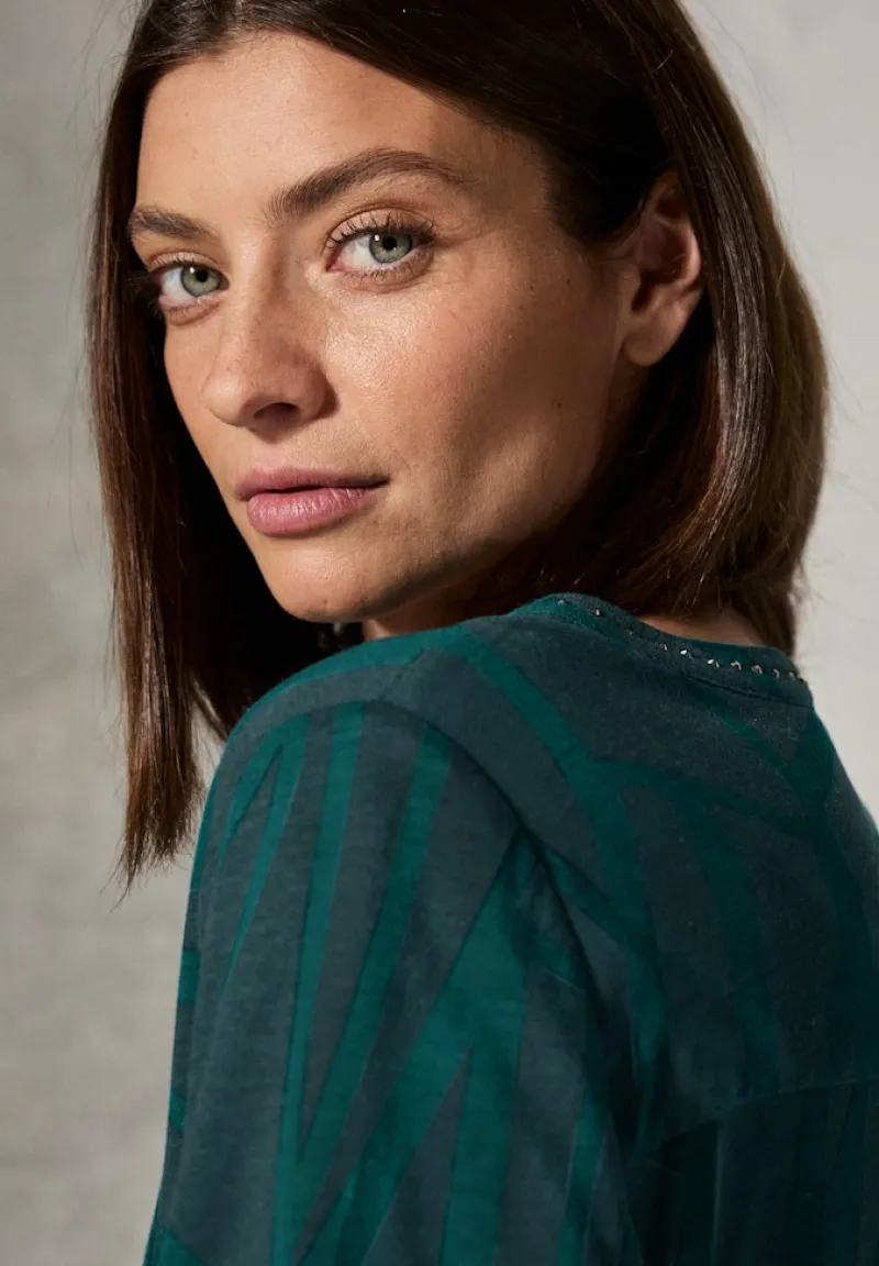 Cecil Shirts*Print-Shirt mit Ziersteinen petrol green