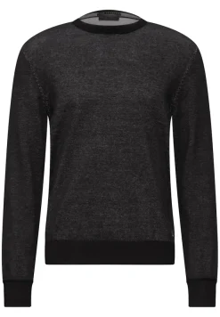 Street One Men Pullover & Sweatshirts|Big Boys*Pullover in Two Tone Optik Black