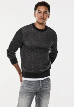 Street One Men Pullover & Sweatshirts|Big Boys*Pullover in Two Tone Optik Black