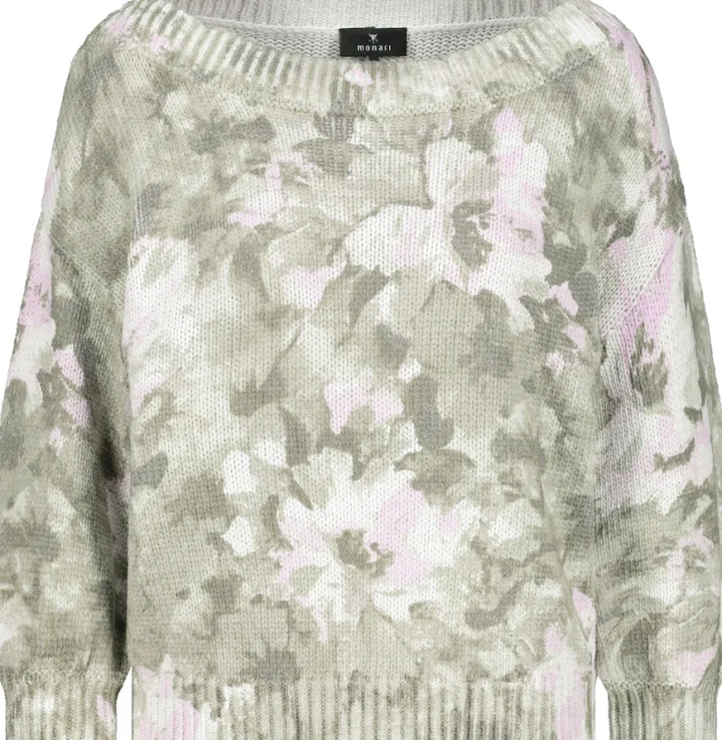Monari Pullover & Sweatshirts*Pullover mit Blumenmuster sage gemustert