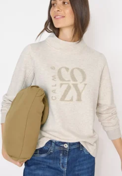 Cecil Pullover & Sweatshirts*Pullover mit Embroidery oat milk beige melange