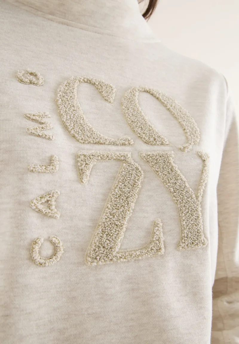 Cecil Pullover & Sweatshirts*Pullover mit Embroidery oat milk beige melange