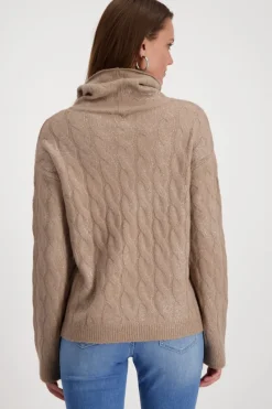 Monari Pullover & Sweatshirts*Pullover mit Glitzerdruck milk chocolate