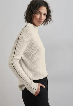 Street One Pullover & Sweatshirts*Pullover mit Kontrastdetail cream white melange