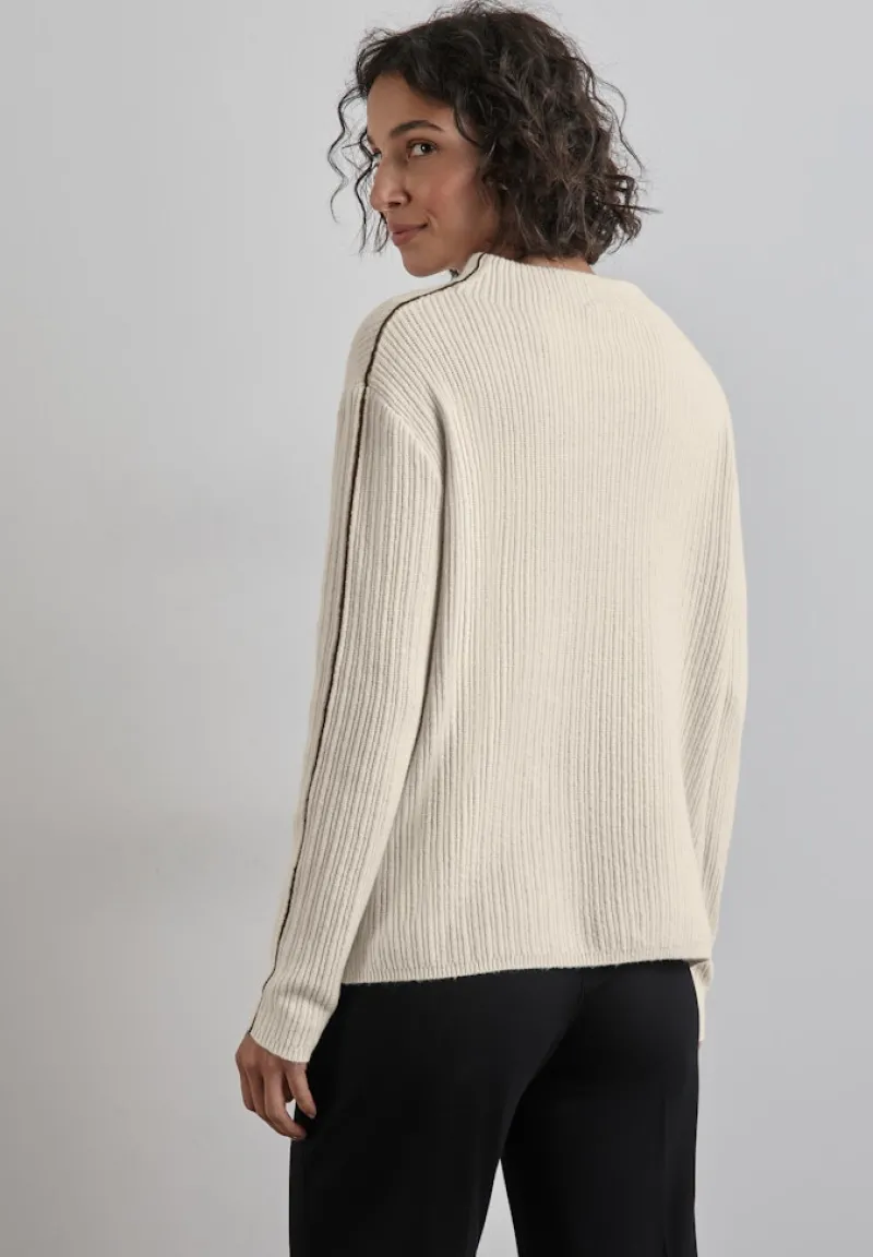 Street One Pullover & Sweatshirts*Pullover mit Kontrastdetail cream white melange