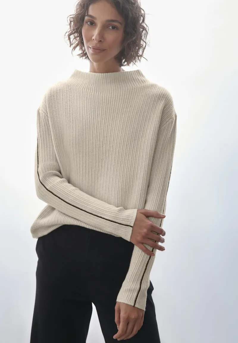 Street One Pullover & Sweatshirts*Pullover mit Kontrastdetail cream white melange