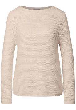 Street One Pullover & Sweatshirts*Pullover mit Lochmuster lucid white