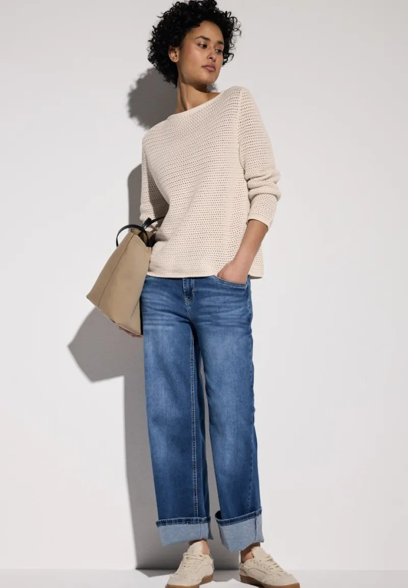 Street One Pullover & Sweatshirts*Pullover mit Lochmuster lucid white