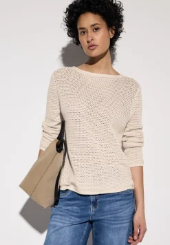 Street One Pullover & Sweatshirts*Pullover mit Lochmuster lucid white