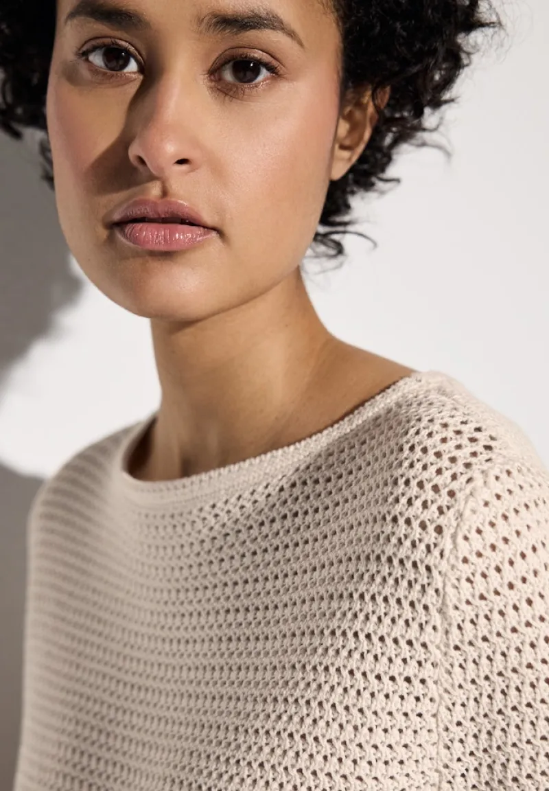 Street One Pullover & Sweatshirts*Pullover mit Lochmuster lucid white