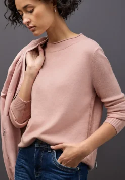 Street One Pullover & Sweatshirts*Pullover mit Rollkante faded rose mel.