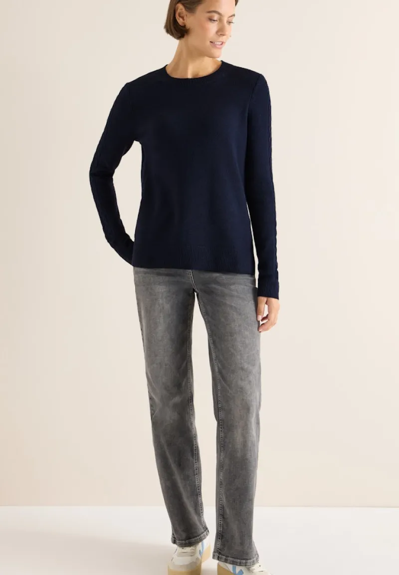 Cecil Pullover & Sweatshirts*Pullover mit Strickdetail urban dark blue