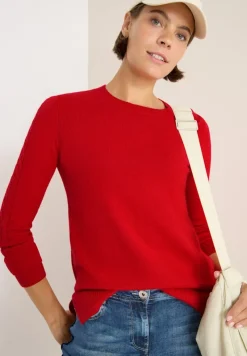 Cecil Pullover & Sweatshirts*Pullover mit Strickdetail Fiery Red