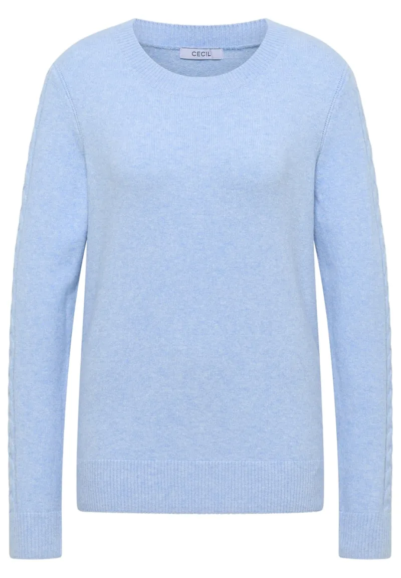 Cecil Pullover & Sweatshirts*Pullover mit Strickdetail sporty light blue melange