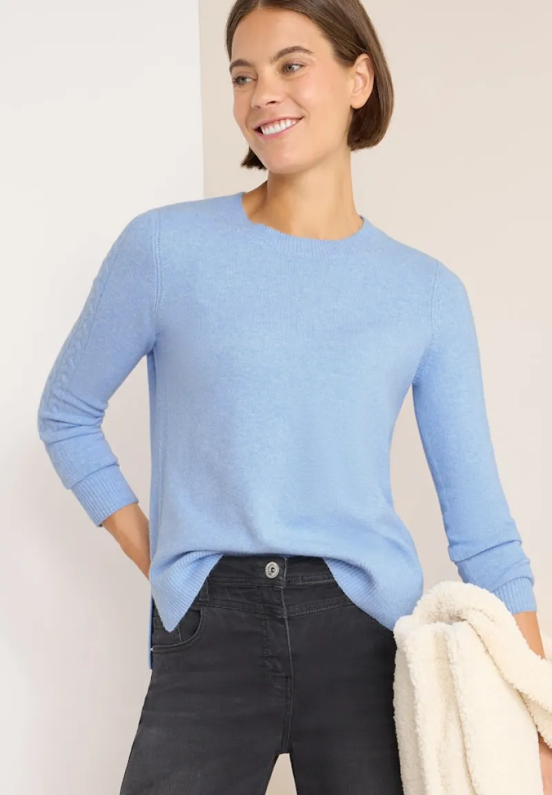 Cecil Pullover & Sweatshirts*Pullover mit Strickdetail sporty light blue melange