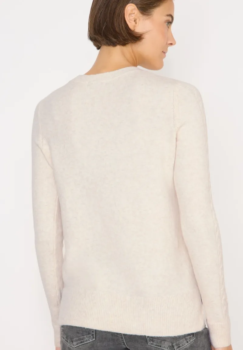 Cecil Pullover & Sweatshirts*Pullover mit Strickdetail oat milk beige melange