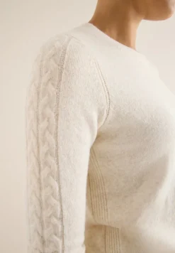 Cecil Pullover & Sweatshirts*Pullover mit Strickdetail oat milk beige melange