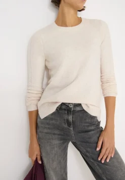 Cecil Pullover & Sweatshirts*Pullover mit Strickdetail oat milk beige melange