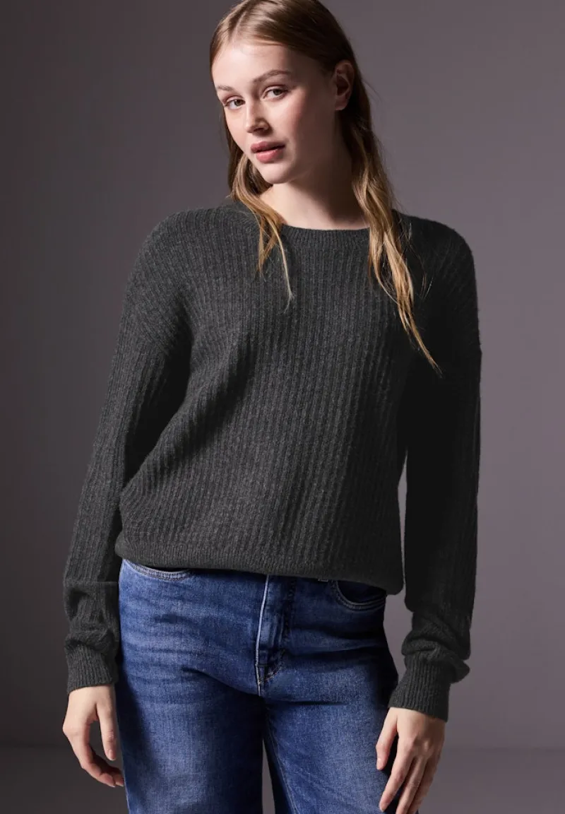 STREET ONE STUDIO Pullover & Sweatshirts*Pullover mit Struktur gravel grey mel.