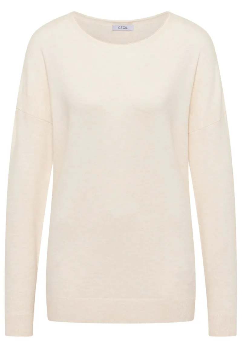 Cecil Pullover & Sweatshirts*Pullover mit Strukturdetail oat milk beige melange