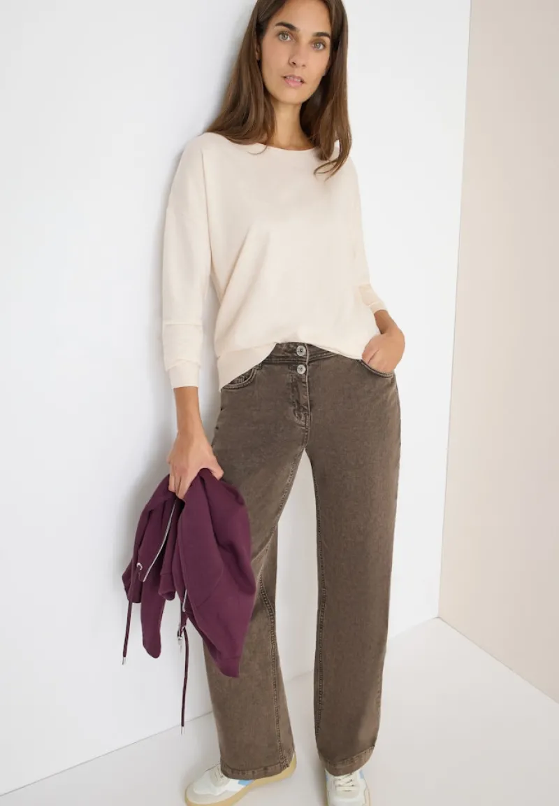 Cecil Pullover & Sweatshirts*Pullover mit Strukturdetail oat milk beige melange