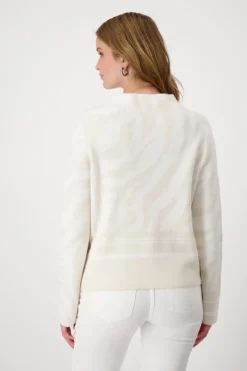 Monari Pullover & Sweatshirts*Pullover mit Tigermuster off-white gemustert