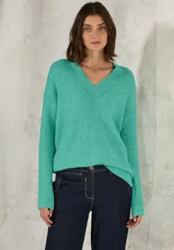 Cecil Pullover & Sweatshirts*Pullover mit V-Ausschnitt aventurine green melange