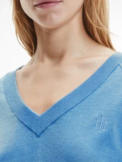 Tommy Hilfiger Pullover & Sweatshirts*Pullover mit V-Ausschnitt hydrangea blue