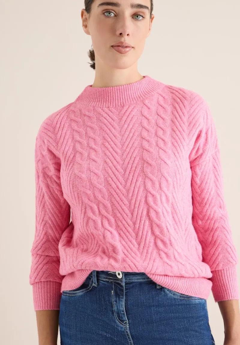 Cecil Pullover & Sweatshirts*Pullover mit Zopfmuster dark blossom melange