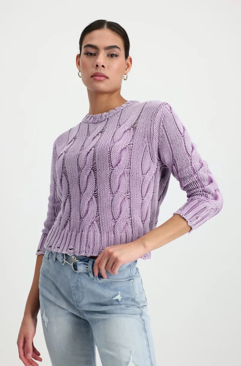 Monari Pullover & Sweatshirts*Pullover mit Zopfmuster lavender rose